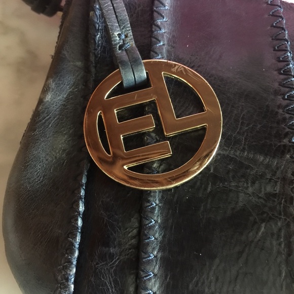 Distressed Genuine Leather Elliot Lucca Blue Bag - Picture 3 of 8